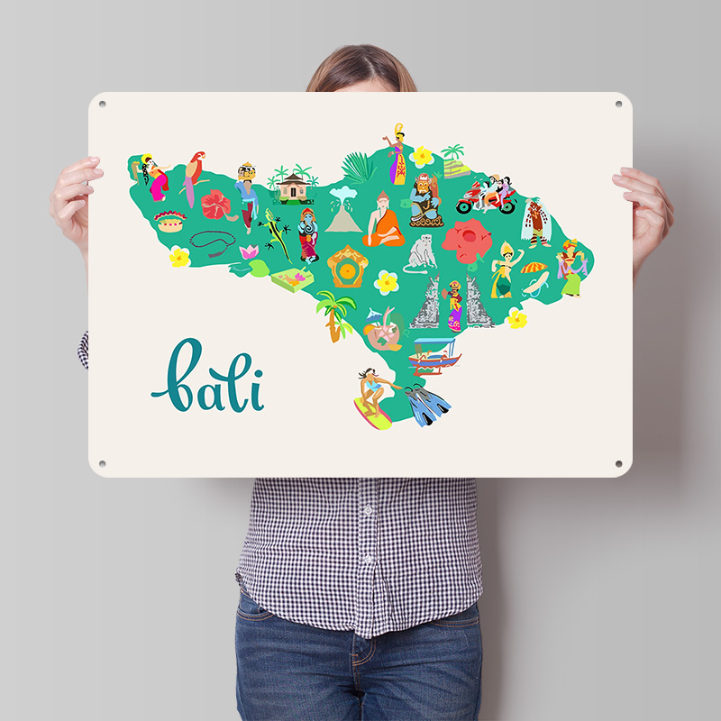 Bali Map Illustration Poster R - đánh giá và giá 3D Printing Bali
