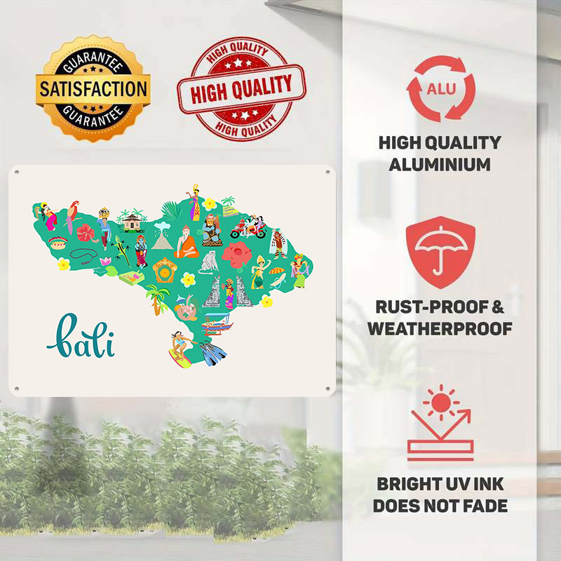 Bali Map Illustration Poster R - đánh giá và giá 3D Printing Bali