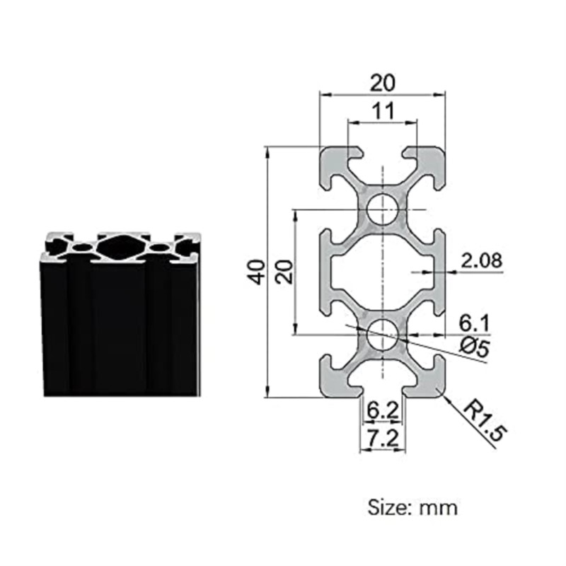 1 Cái Đen 2040 T-Khe Cắm Tiêu  - đánh giá và giá V Slot Aluminum Extrusion