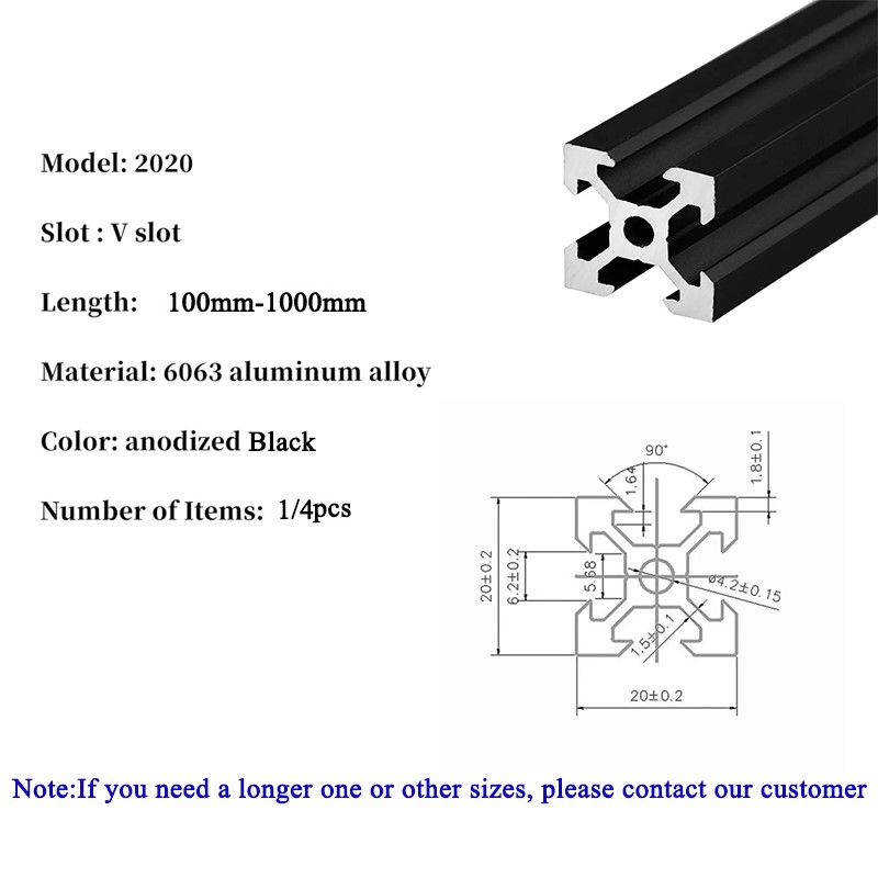 1/4PCS 2020 V-slot 2020V Europ - đánh giá và giá V Slot Aluminum Extrusion