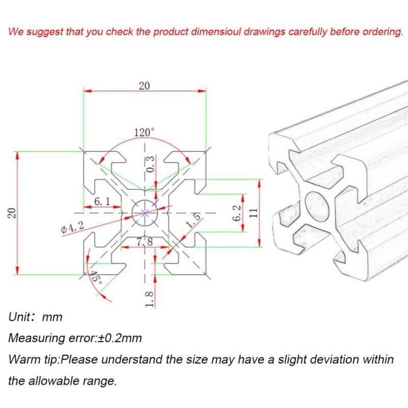 1/4PCS 2020 V-slot 2020V Europ - đánh giá và giá V Slot Aluminum Extrusion