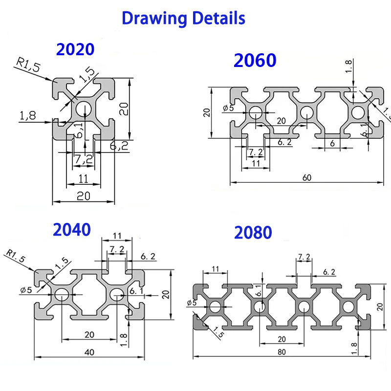 2020 2040 2060 2080 20100 3030 - đánh giá và giá V Slot Aluminum Extrusion