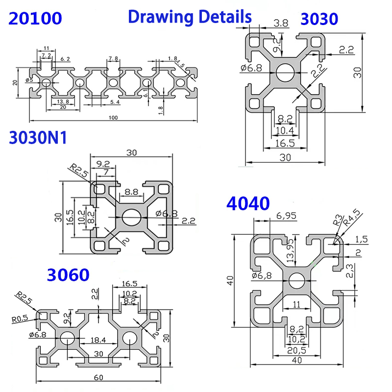 2020 2040 2060 2080 20100 3030 - đánh giá và giá V Slot Aluminum Extrusion